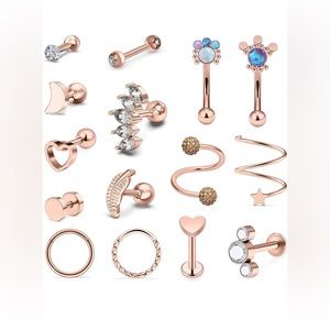Rose gold earring bunch